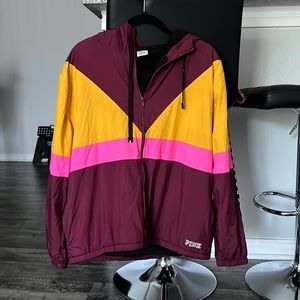 Victorias Secret PINK Graphic Full Zip Sherpa Lined Anorak M/L